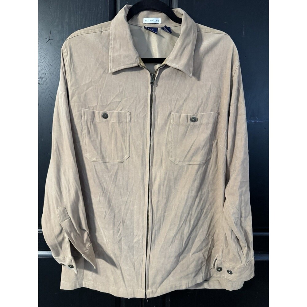 DCC Women’s Beige Full Zip Jacket w/ Pockets Collared Long Sleeve Size 18/20